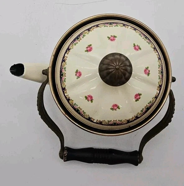 VTG 1960's Asta Fissler Enamelware 7 Piece Set Lidded Terrine Kettle Warmer Tray