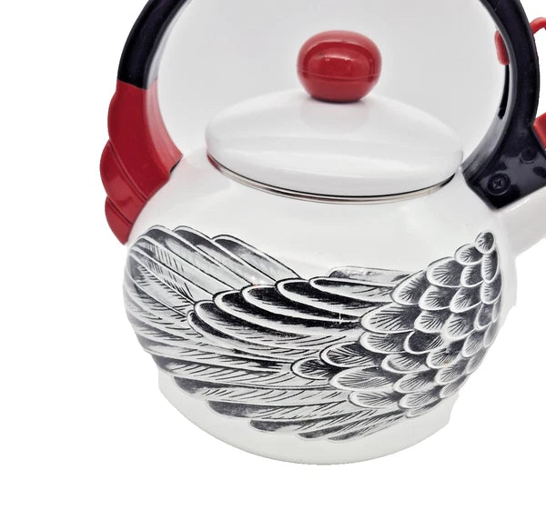 VTG M. Kamenstein Chicken Enamel Tea kettle Pot " Distressed For Display Only"