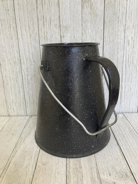 Black Enamelware Enamel Coffee Pot Camping Cowboy Speckled Farmhouse -NO LID