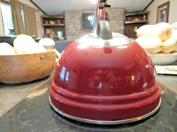 Calidad 2.5L Professional Quality Red Enamel Stainless Whistling Teapot Kettle