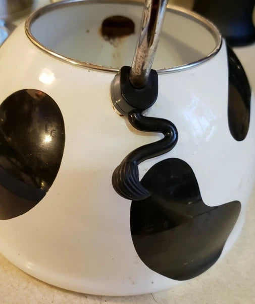 ¹¹ Vintage Rare M Kamenstein Cow Tea Kettle Enamel Whistling Teapot 1992