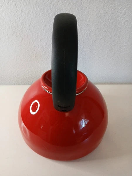 Heavy Duty Rare Hard To Find COPCO 2.5 Qt Red Enamel On Steel Tea Kettle