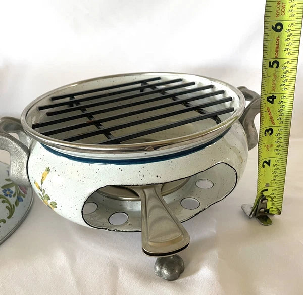 RARE SET - Vintage ASTA Enamel Cookware Teapot, Casserole Pot, & Fondue Set