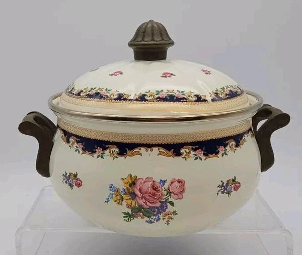 VTG 1960's Asta Fissler Enamelware 7 Piece Set Lidded Terrine Kettle Warmer Tray