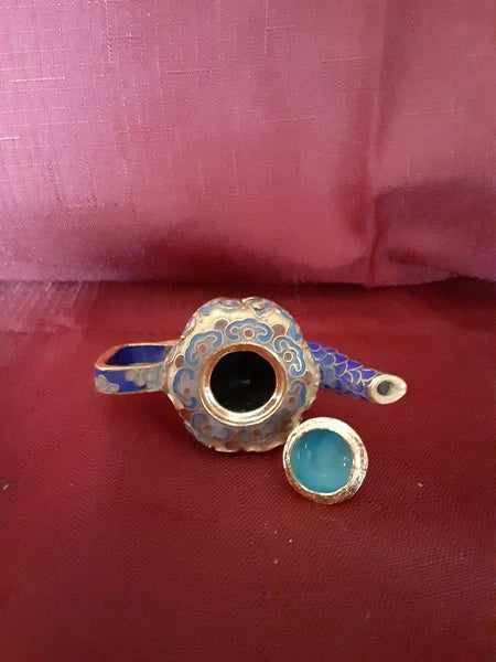 Cloisonne Enamel Miniature Teapot Hong Kong
