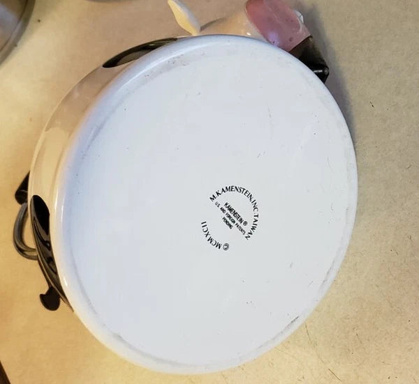 ¹¹ Vintage Rare M Kamenstein Cow Tea Kettle Enamel Whistling Teapot 1992