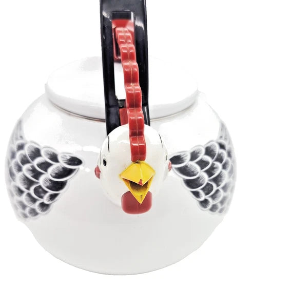 VTG M. Kamenstein Chicken Enamel Tea kettle Pot " Distressed For Display Only"