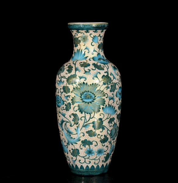 Qianlong Signed Old Chinese Colour Enamel Vase W/flower N3726