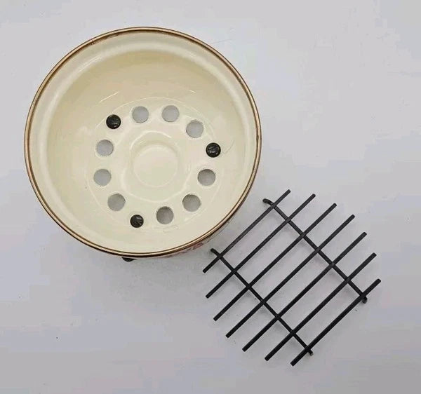 VTG 1960's Asta Fissler Enamelware 7 Piece Set Lidded Terrine Kettle Warmer Tray