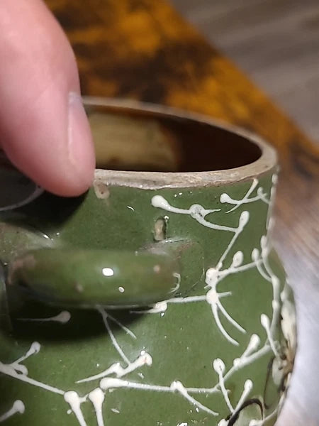 Vintage Japanese Teapot, Raised Pottery Enamel Detail,Does Have Chips