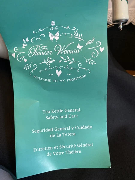 NEW The Pioneer Women Teapot Rose Enamel On Steel 1.9 Quarts Tea Kettle