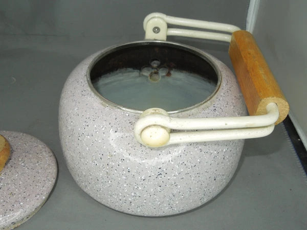 Vintage Granite / Enamel Ware purple Gray Speckled Coffee / Tea Pot Kettle 6”