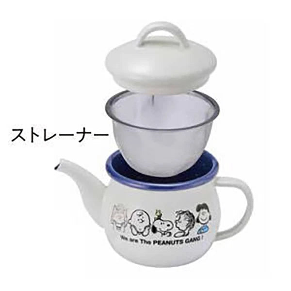 Snoopy y831 Peanuts Enamel Teapot White Kitchen Pot Vintage Used