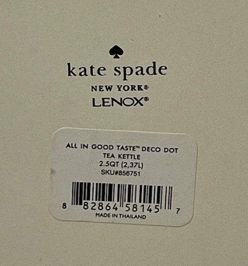 Kate Spade New York Lenox All in Good Taste Deco Dot Tea Kettle 2.5 Qt Capacity