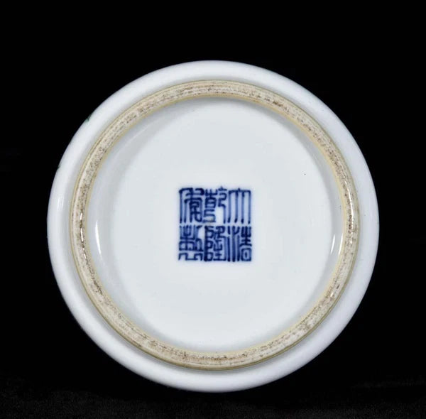 Pair Qianlong Signed Old Chinese Colour Enamel Vase W/orchid N3436