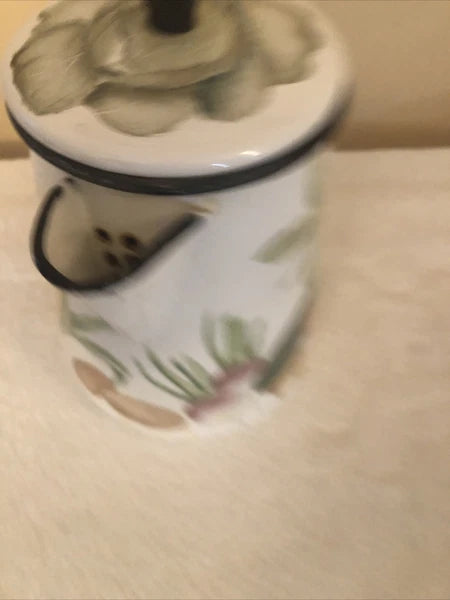 enamelware painted vegetables coffee pot signed davidson 1974