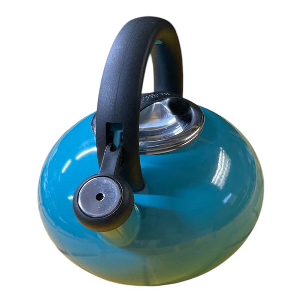 Circulon Enamel on Steel 2 Quart Whistling Teakettle Teal Turquoise Blue