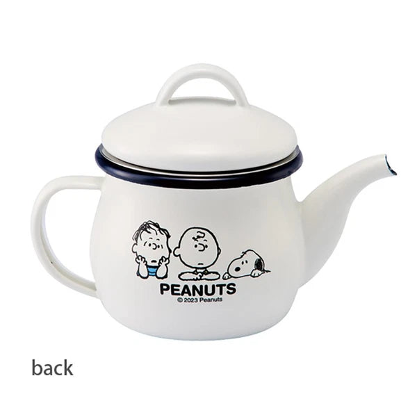 Snoopy y831 Peanuts Enamel Teapot White Kitchen Pot Vintage Used