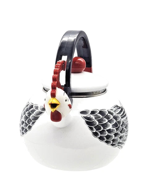 VTG M. Kamenstein Chicken Enamel Tea kettle Pot " Distressed For Display Only"