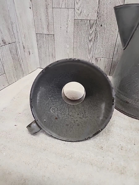 Stunning Vtg Grey Enamel Splatterware Lot Agate Can. Spout Teapot Bundt Pan Farm