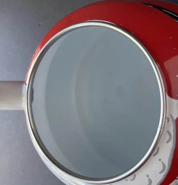 Roshco Enamel 3 Quart Santa Clause Whistling Teapot Kettle w/ Box