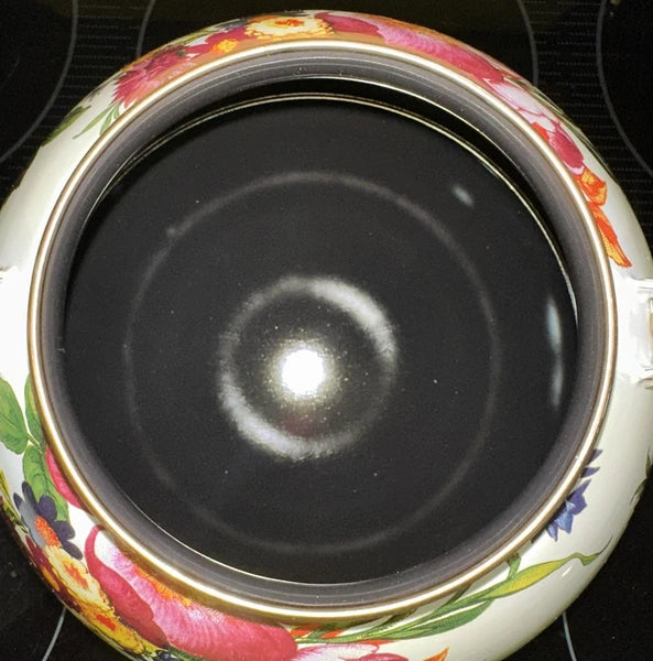 Mackenzie - Childs “White Flower Market” 3qt Enamel Tea Kettle NEW Open Box