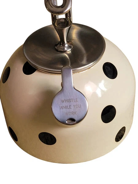Kate Spade + Lenox Whistle While You Work Deco Dot  Black Polka Dot Teapot Ename