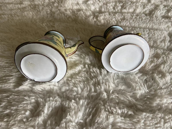 Collector’s Hand Painted Enamel Teapot Flowers  Butterflies Kelvin Chen Unsigned