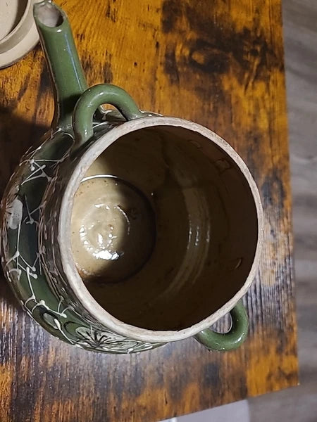 Vintage Japanese Teapot, Raised Pottery Enamel Detail,Does Have Chips