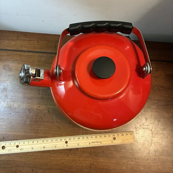 Martha Stewart Collection 2.5 Qt. Enamel on Steel Tea Kettle Ferrari Red