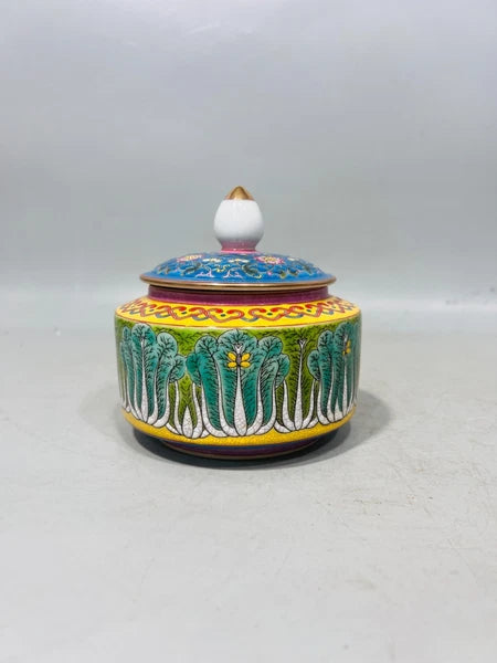 Antique gilded enamel tea jar