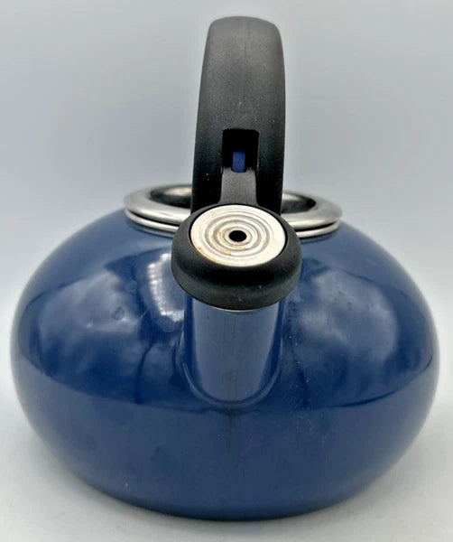 Circulon Whistling Tea Pot Kettle  Blue Enamel 1.5 Quart With Lid