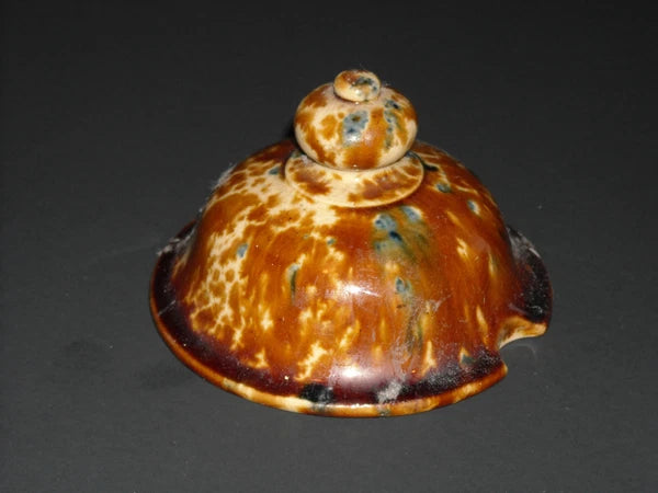 Early Rockingham Glazed Yellow Ware Flint Enamel Tea Pot/Coffee Pot Lid Pottery