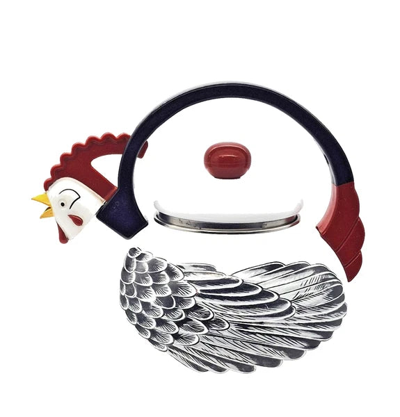 VTG M. Kamenstein Chicken Enamel Tea kettle Pot " Distressed For Display Only"