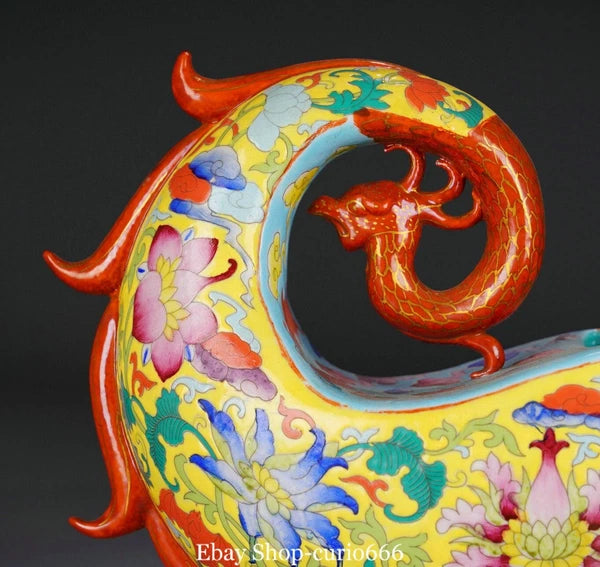 Qianlong Marked Colour Enamel Porcelain Gilt Flower Phoenix Bird Zun Kettle Pot