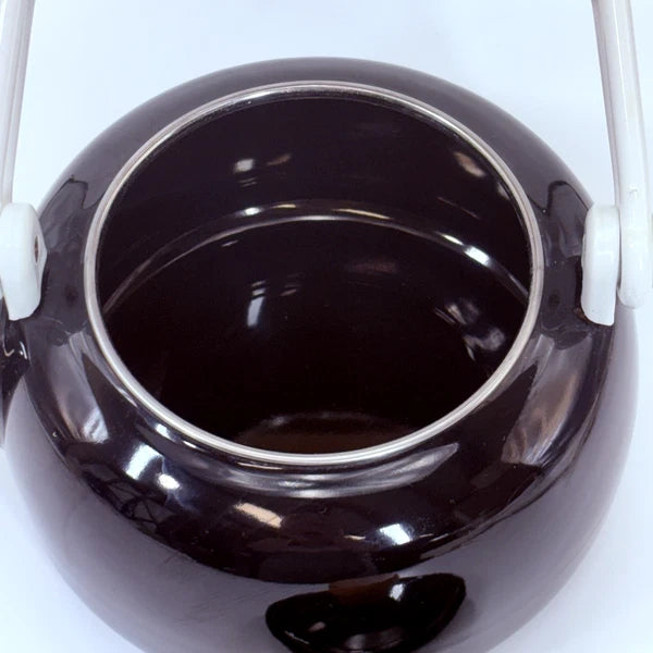 Lincoln Ware Black Enamel Tea Kettle Wood Handle 7" Diameter