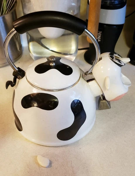 ¹¹ Vintage Rare M Kamenstein Cow Tea Kettle Enamel Whistling Teapot 1992