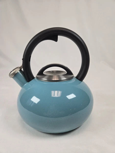 Cuisinart Tea Pot Kettle 2.5 Qt or 20 Cups Teal Enameled w/ Silver Lid
