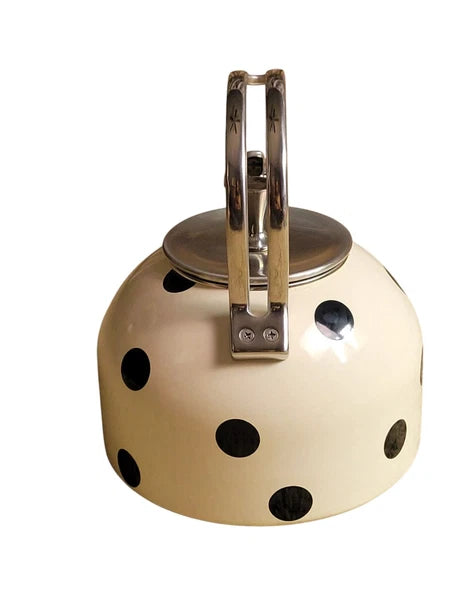 Kate Spade + Lenox Whistle While You Work Deco Dot  Black Polka Dot Teapot Ename