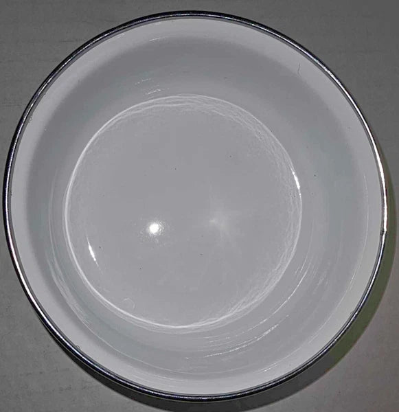 Happy Kitchen 5" Enamelware Bowl Vintage Chrome Rim Tomato Teapot Salad Print