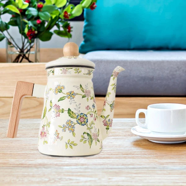 Enamel Coffee Pot Water Kettle Enamel with Handle Kitchen Coffee Kettle Stovetop