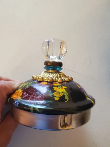 Mackenzie-Childs Black Flower Market Teapot Halloween Autumn Fall 3 QT Quart