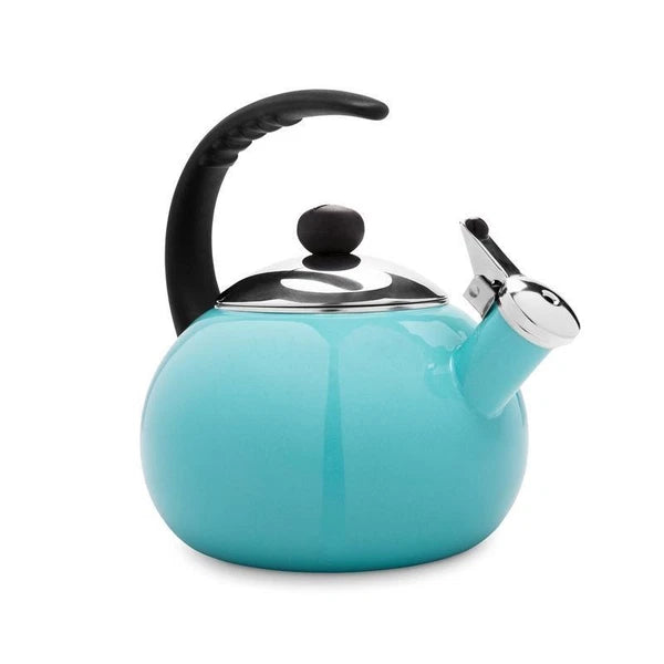 Induction Safe Enamel Tea Kettle Whistling Ergonomic Handle Kitchen Cookware New