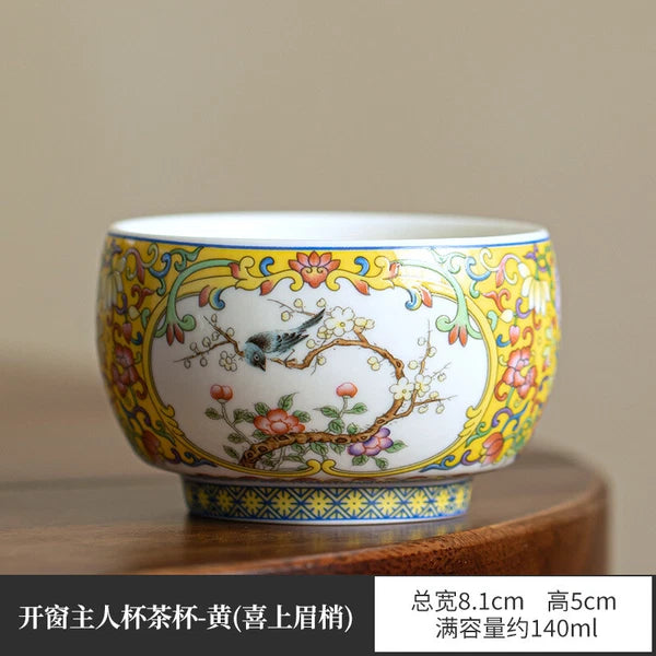 Dehua mutton Fat Jade Porcelain Teacup Enamel Ceramic Tea Set