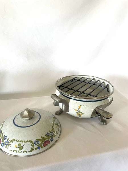 RARE SET - Vintage ASTA Enamel Cookware Teapot, Casserole Pot, & Fondue Set