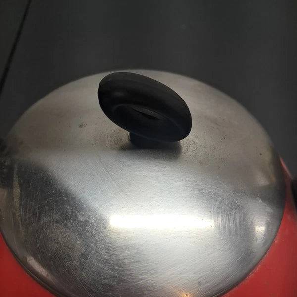 Copco Red Whistling Tea Kettle 2 Qt. Porcelain  used  good condition