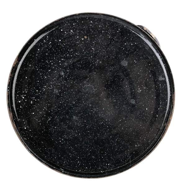 Vtg Enamelware Coffee Tea Pot Camping Kettle Black Speckled 10.5” Tall No Lid