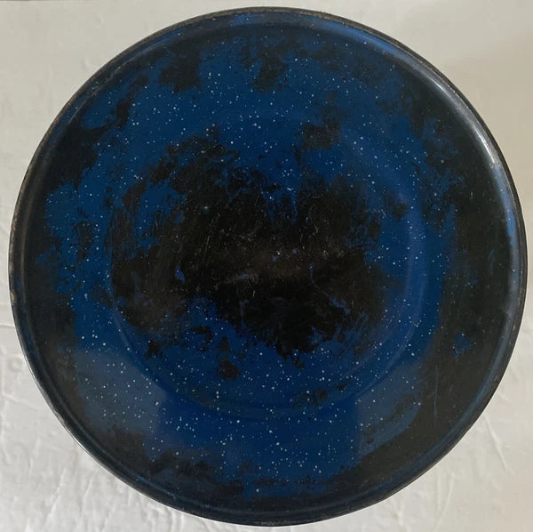 Enamelware Coffee Pot Blue White Speckled With Handle And Spout 8” Tall X 8”