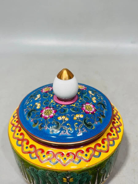 Antique gilded enamel tea jar