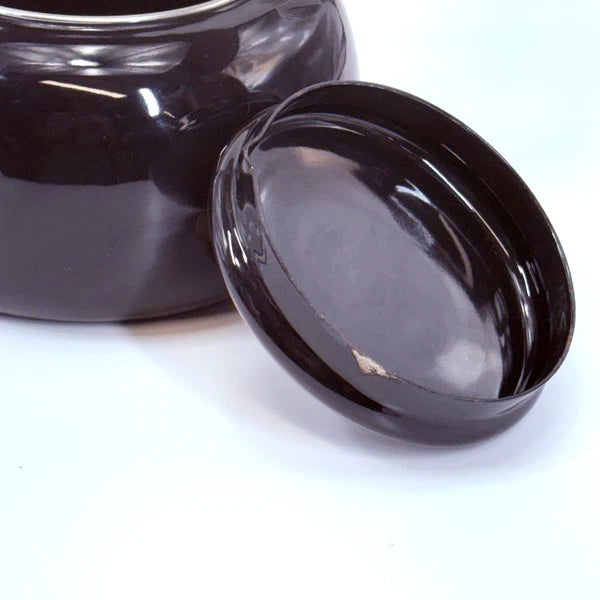 Lincoln Ware Black Enamel Tea Kettle Wood Handle 7" Diameter